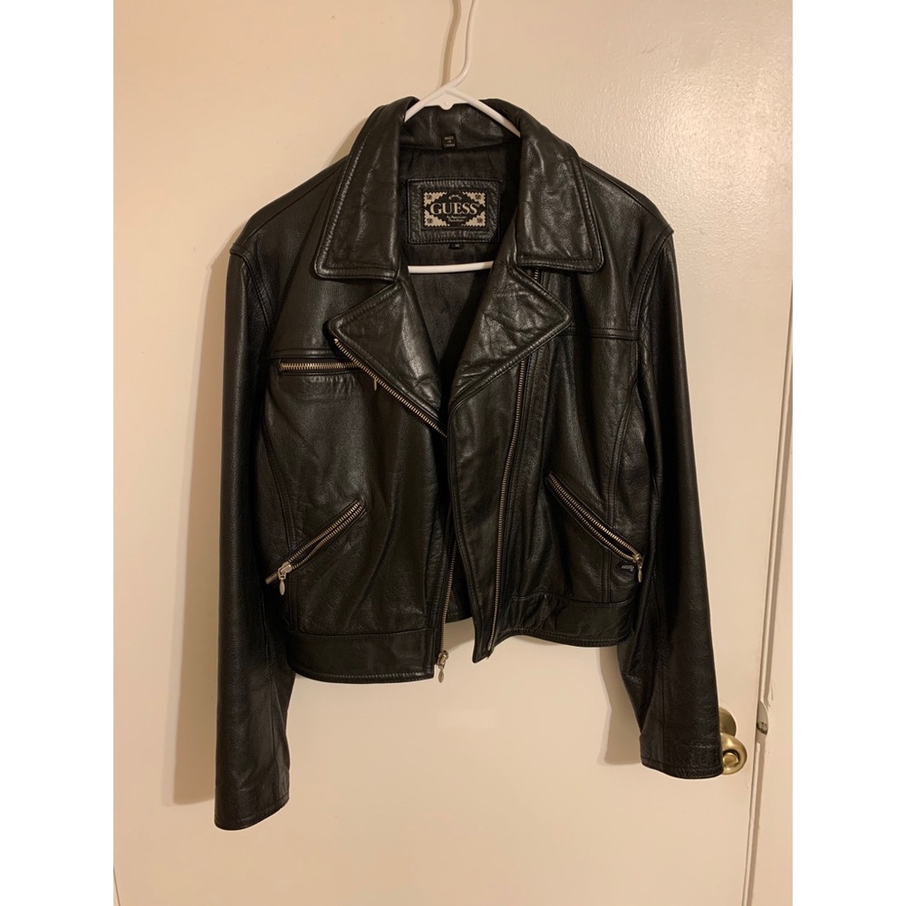 Guess Black Leather Jacket
